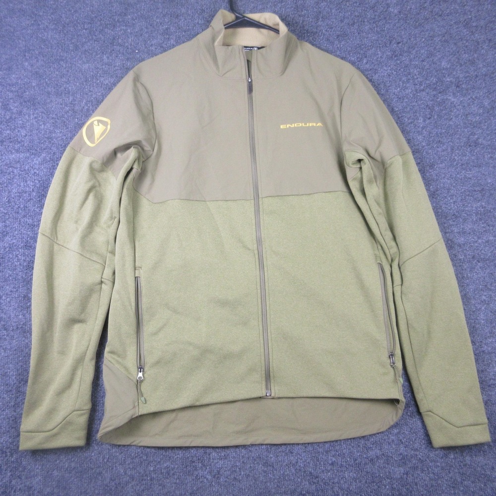 Endura SingleTrack FZ Thermal Cycling Jacket Mens Medium Green Softshell Zip